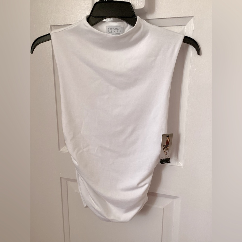 Sofia by Sofia Vergara White Ruched Top